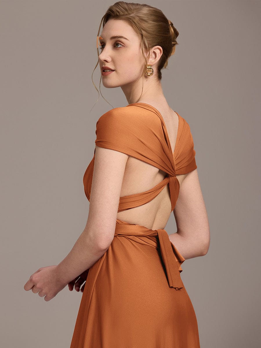 High-Stretch Soft Versatile Convertible Bridesmaid Dress #color_Burnt Orange