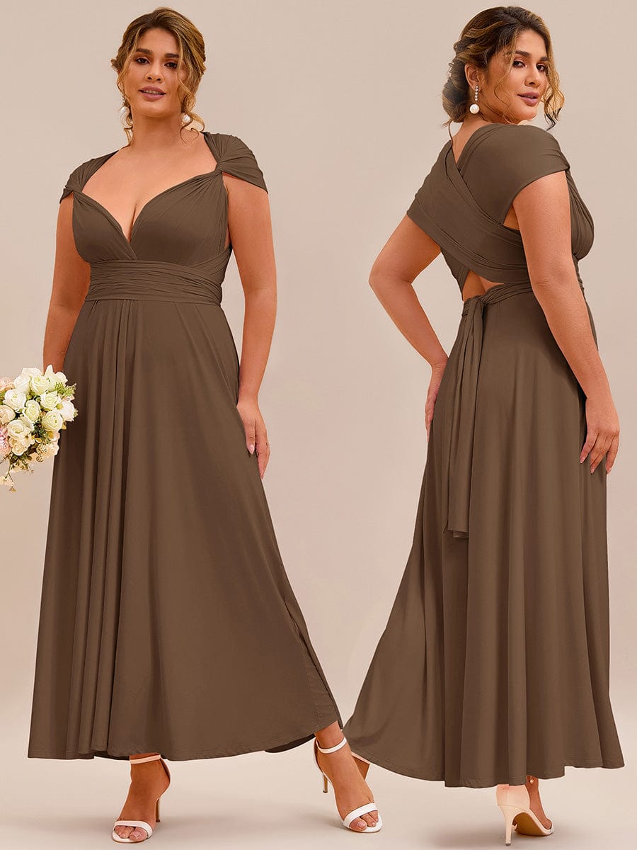 High-Stretch Soft Versatile Convertible Bridesmaid Dress #color_Coffee