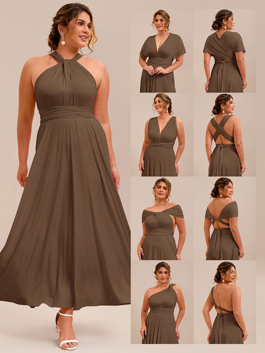 High-Stretch Soft Versatile Convertible Bridesmaid Dress #color_Coffee