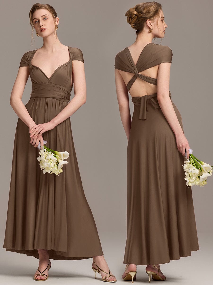 High-Stretch Soft Versatile Convertible Bridesmaid Dress #color_Coffee