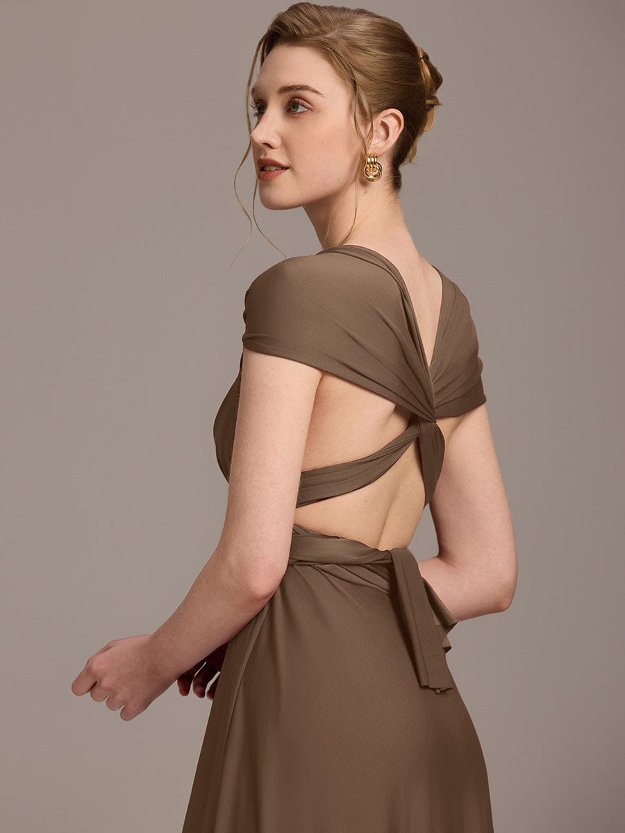 High-Stretch Soft Versatile Convertible Bridesmaid Dress #color_Coffee