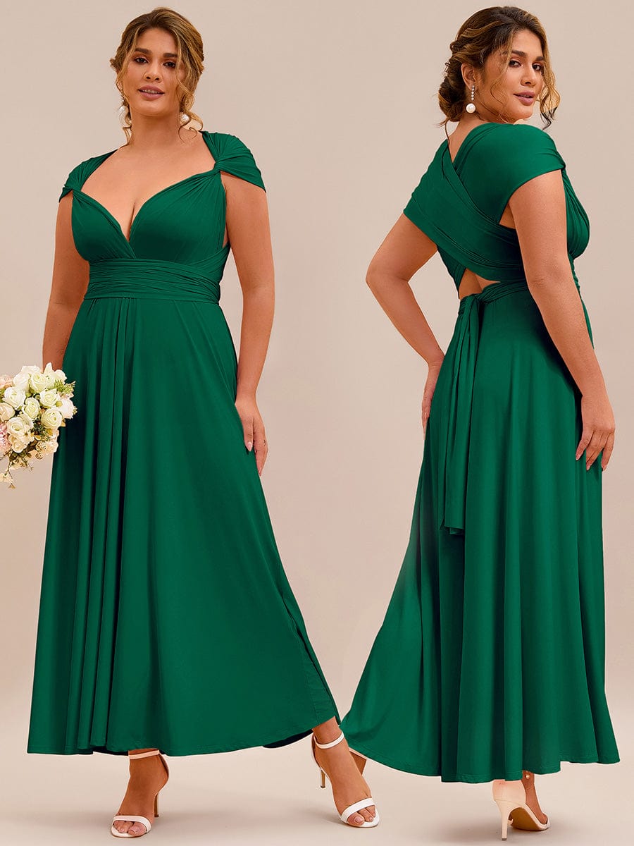 High-Stretch Soft Versatile Convertible Bridesmaid Dress #color_Dark Green