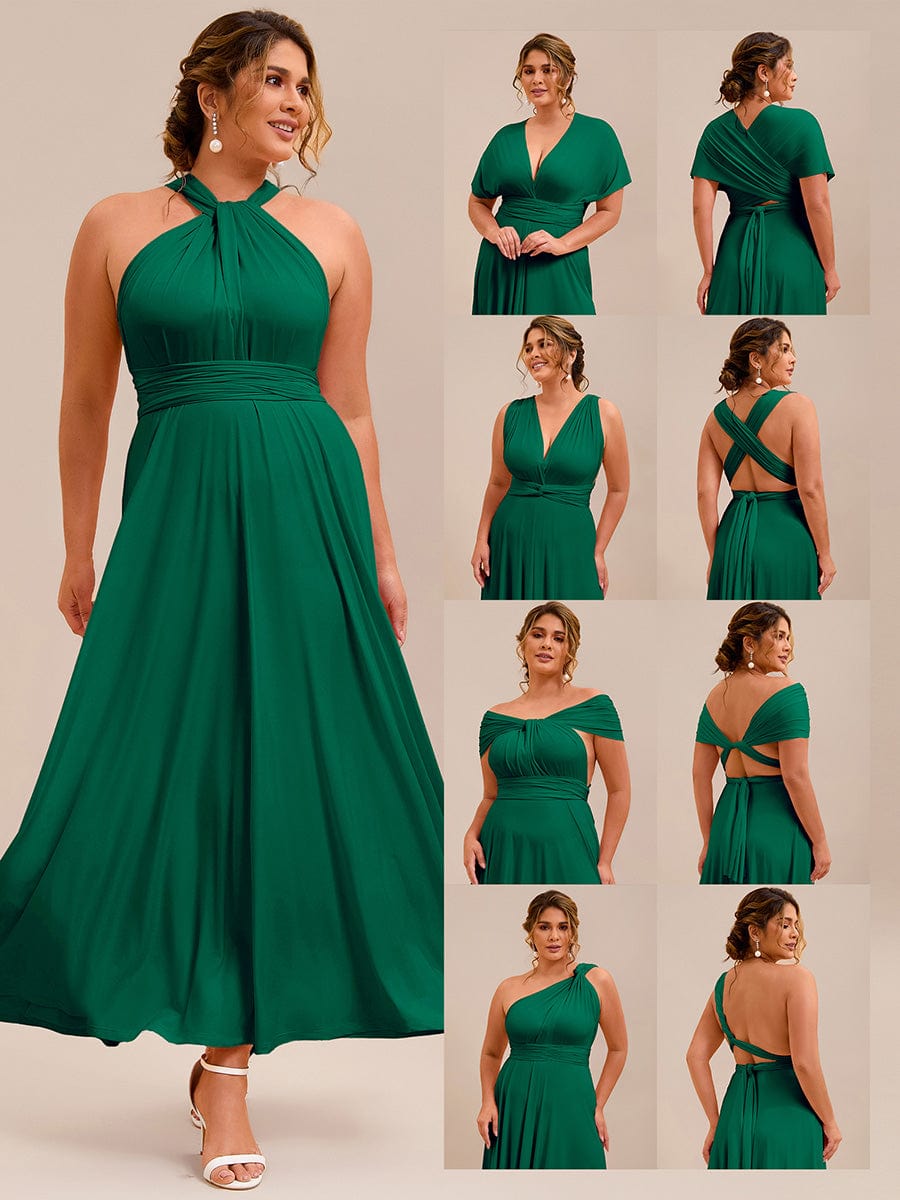 High-Stretch Soft Versatile Convertible Bridesmaid Dress #color_Dark Green