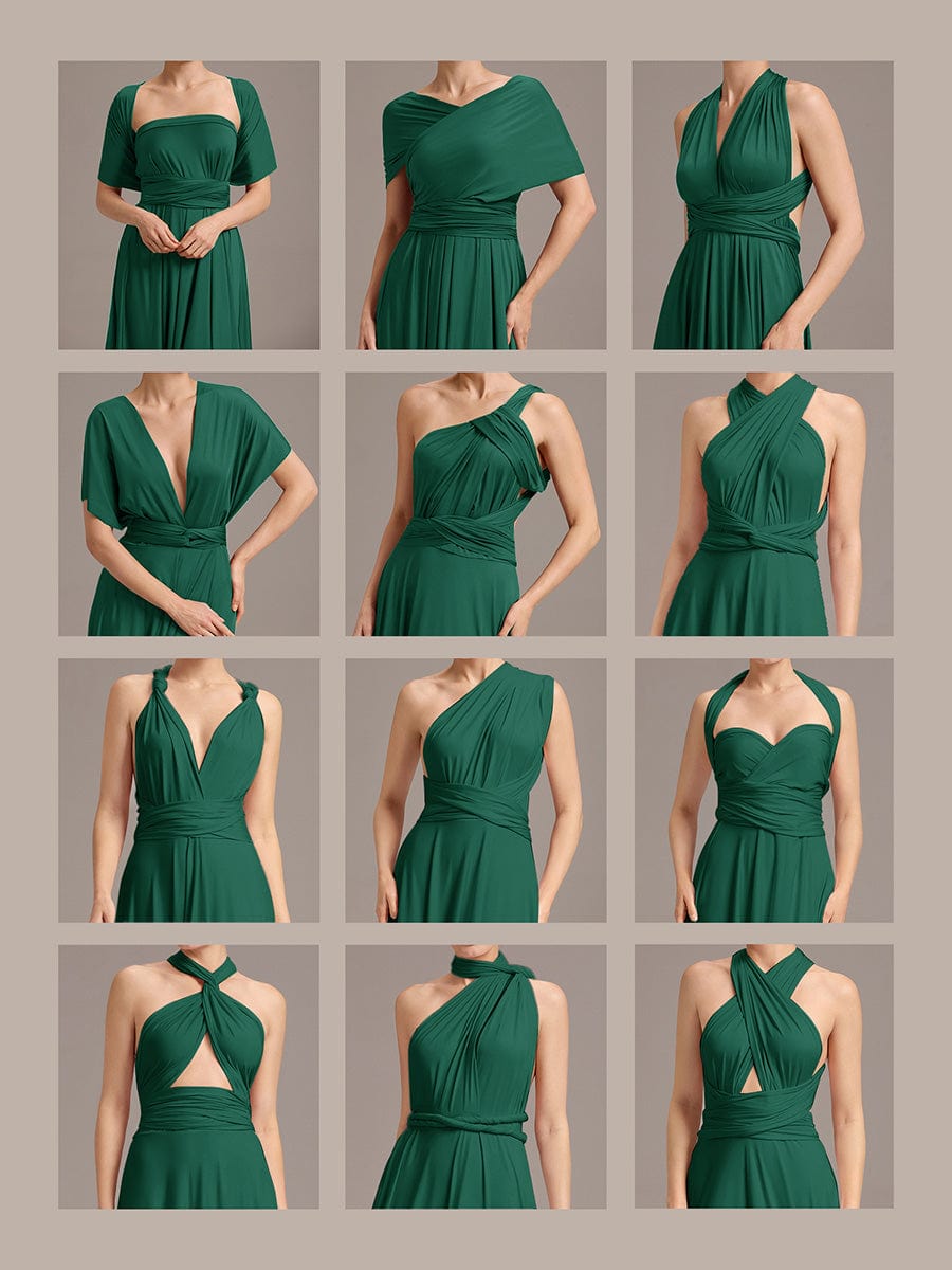High-Stretch Soft Versatile Convertible Bridesmaid Dress #color_Dark Green
