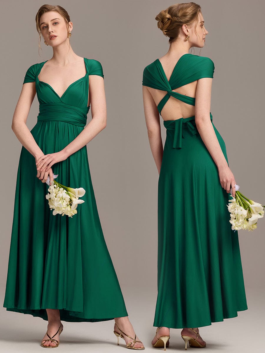 High-Stretch Soft Versatile Convertible Bridesmaid Dress #color_Dark Green
