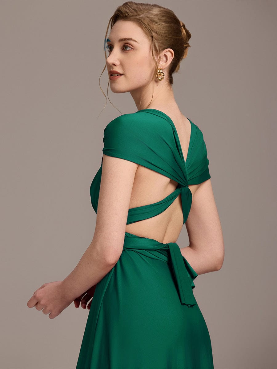 High-Stretch Soft Versatile Convertible Bridesmaid Dress #color_Dark Green