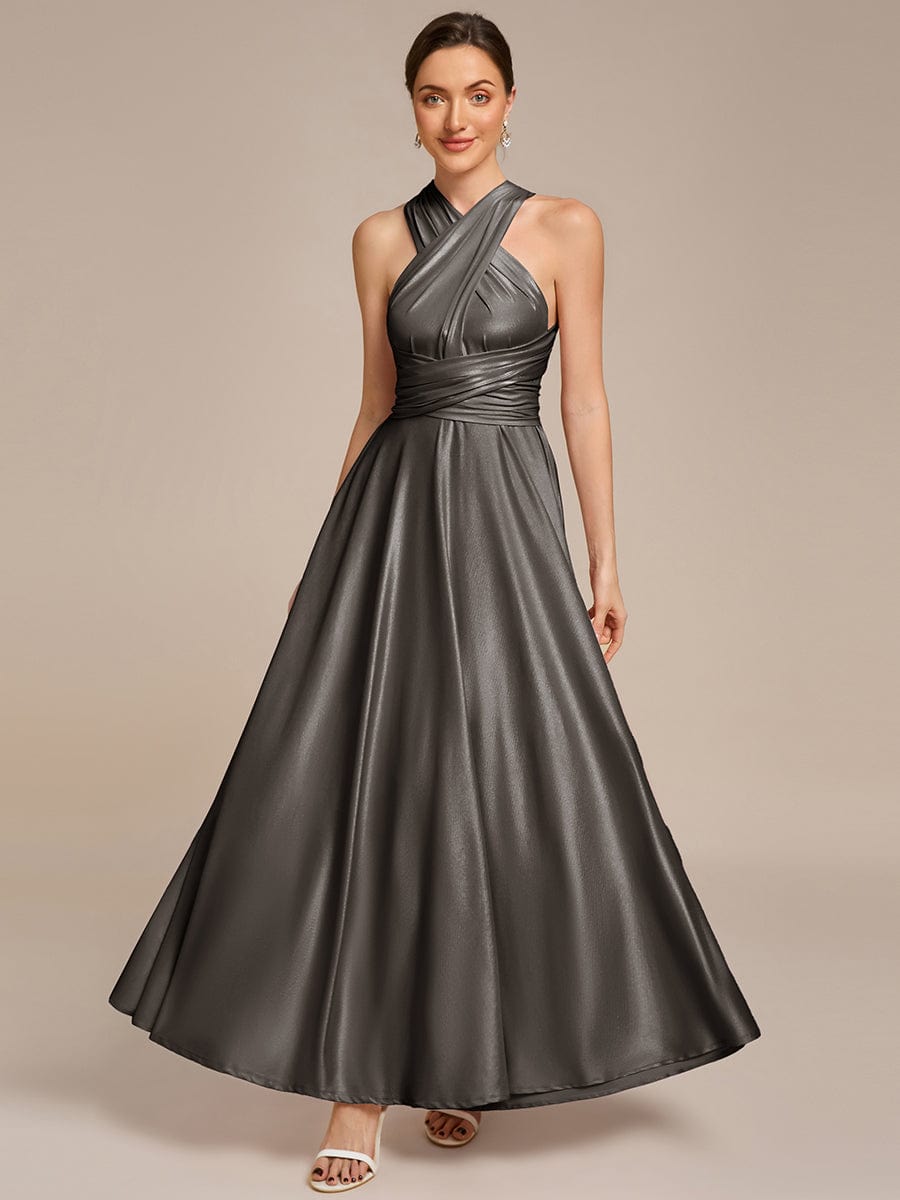 High-Stretch Soft Versatile Convertible Bridesmaid Dress #color_Metallic Black
