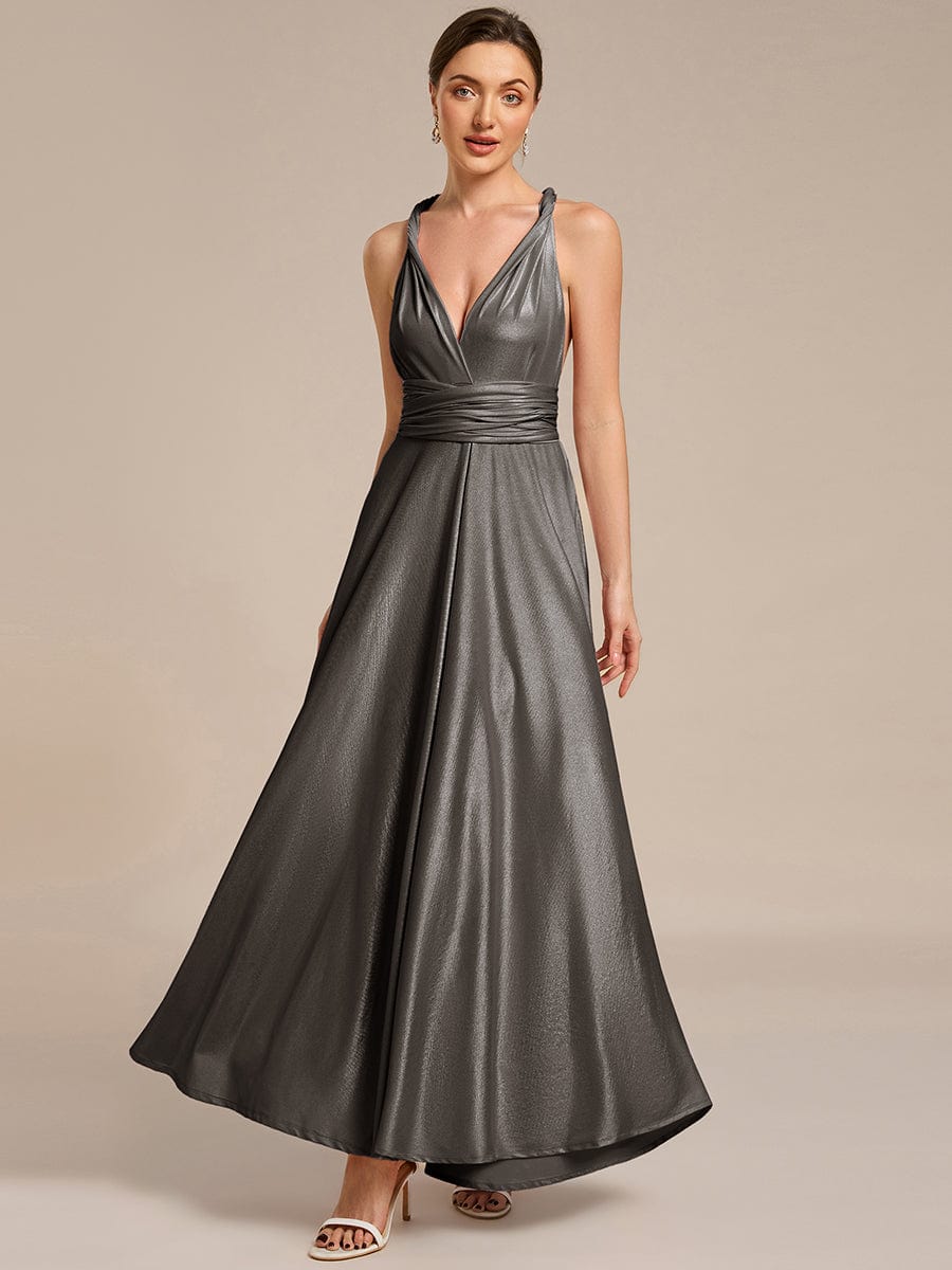 High-Stretch Soft Versatile Convertible Bridesmaid Dress #color_Metallic Black
