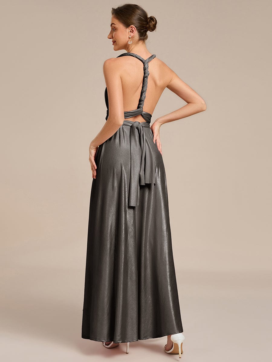 High-Stretch Soft Versatile Convertible Bridesmaid Dress #color_Metallic Black