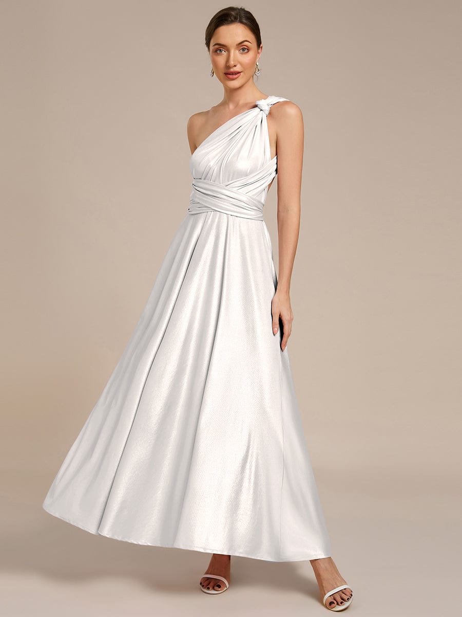 High-Stretch Soft Versatile Convertible Bridesmaid Dress #color_Metallic Silver