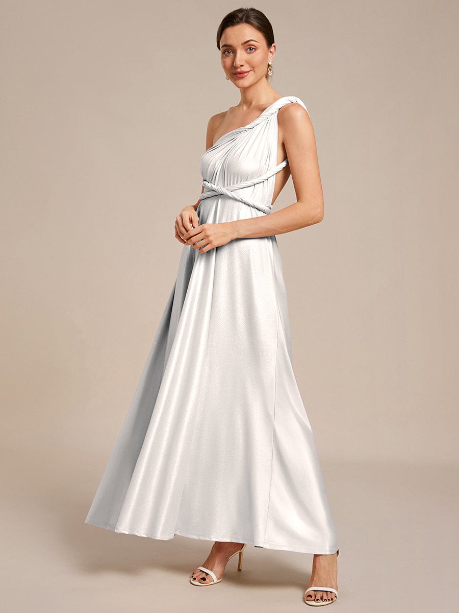 High-Stretch Soft Versatile Convertible Bridesmaid Dress #color_Metallic Silver