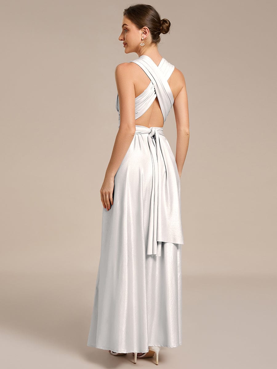High-Stretch Soft Versatile Convertible Bridesmaid Dress #color_Metallic Silver