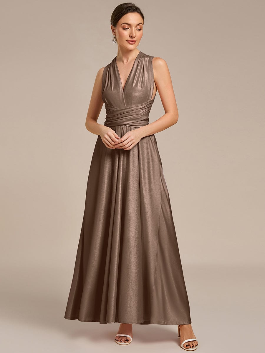 High-Stretch Soft Versatile Convertible Bridesmaid Dress #color_Metallic Brown
