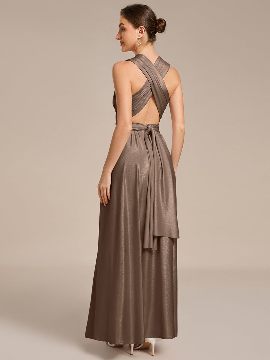 High-Stretch Soft Versatile Convertible Bridesmaid Dress #color_Metallic Brown