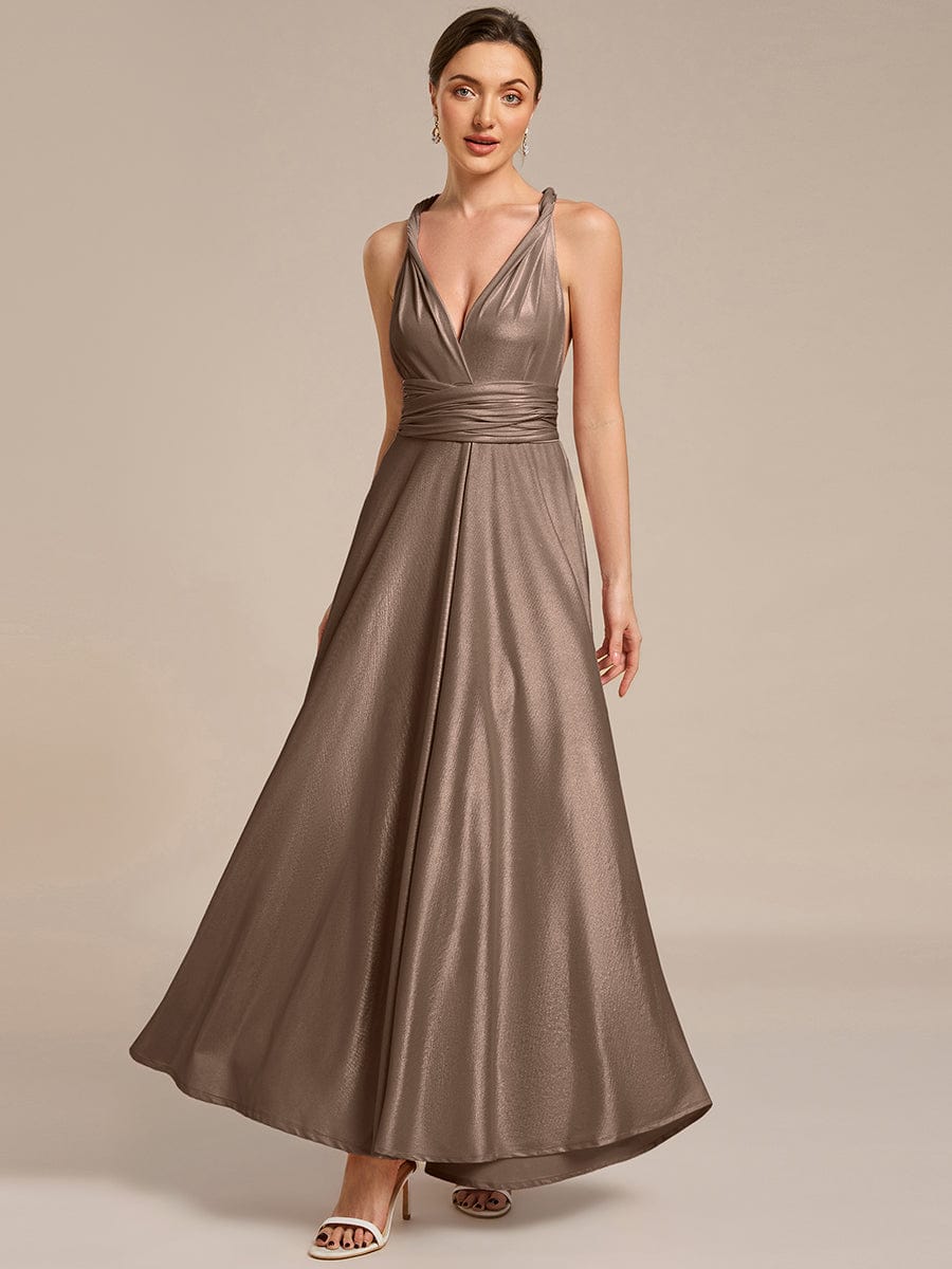 High-Stretch Soft Versatile Convertible Bridesmaid Dress #color_Metallic Brown