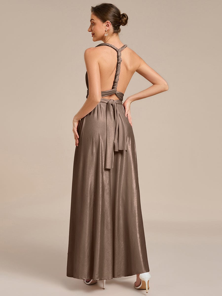 High-Stretch Soft Versatile Convertible Bridesmaid Dress #color_Metallic Brown