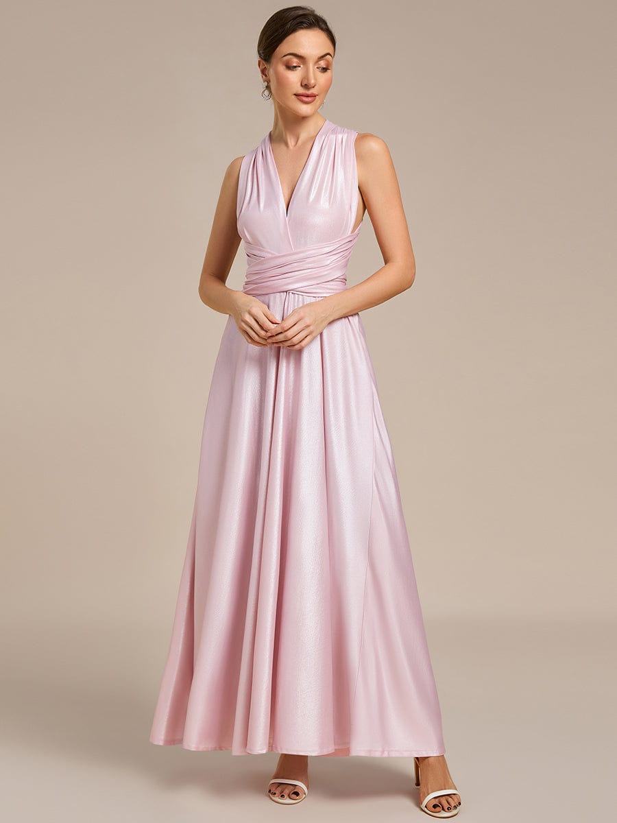 High-Stretch Soft Versatile Convertible Bridesmaid Dress #color_Metallic Pink
