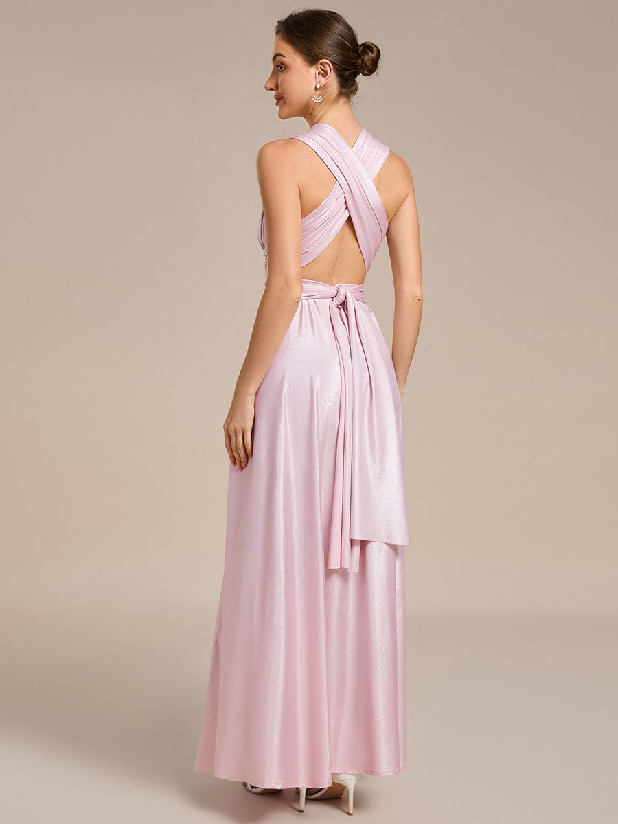 High-Stretch Soft Versatile Convertible Bridesmaid Dress #color_Metallic Pink
