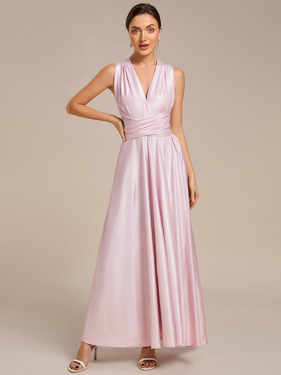 High-Stretch Soft Versatile Convertible Bridesmaid Dress #color_Metallic Pink