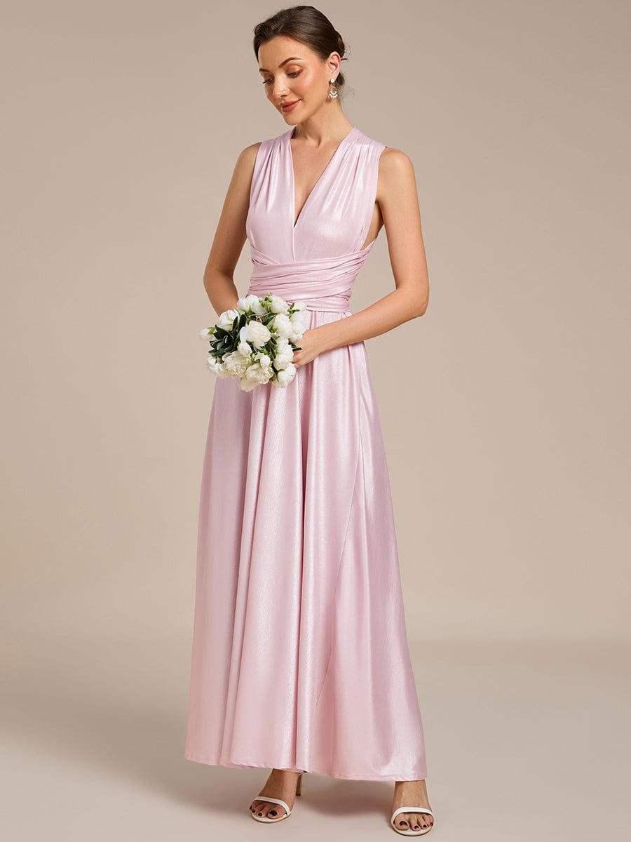 High-Stretch Soft Versatile Convertible Bridesmaid Dress #color_Metallic Pink