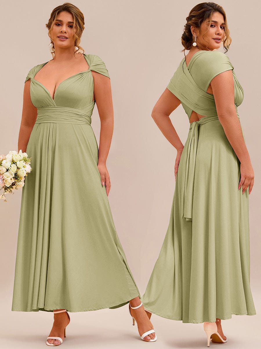 High-Stretch Soft Versatile Convertible Bridesmaid Dress #color_Sage Green