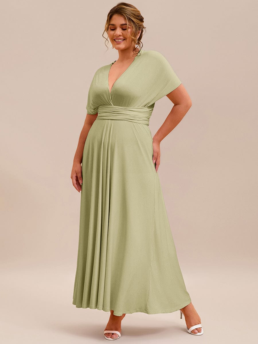 High-Stretch Soft Versatile Convertible Bridesmaid Dress #color_Sage Green