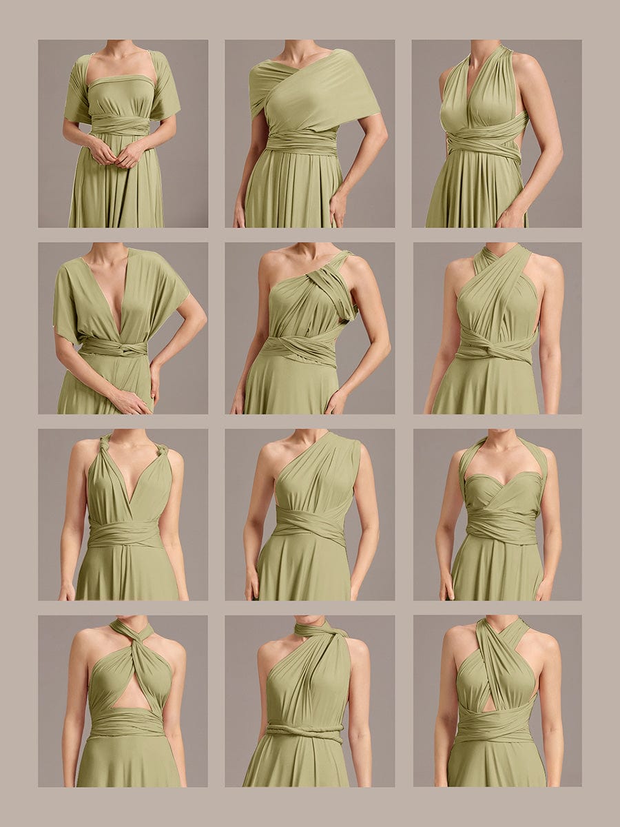 High-Stretch Soft Versatile Convertible Bridesmaid Dress #color_Sage Green