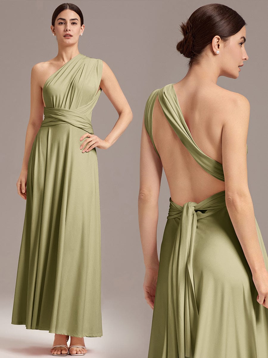 High-Stretch Soft Versatile Convertible Bridesmaid Dress #color_Sage Green