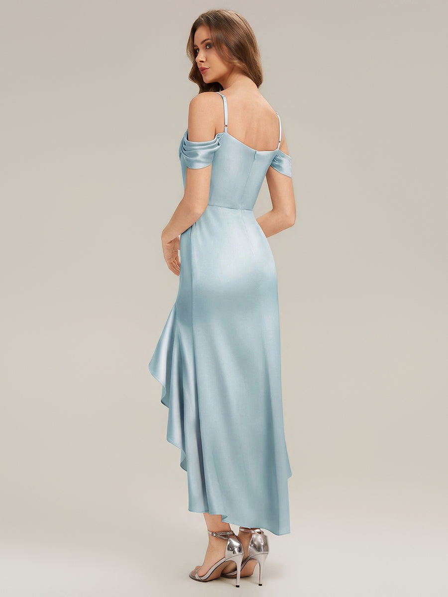 Satin Spaghetti strap Sleeve Mermaid Bridesmaid Dress #color_Ice Blue