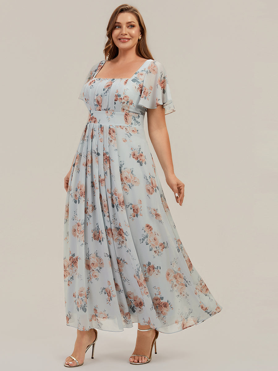 Ruched Chiffon Ruffle Sleeve Bridesmaid Dress #color_Amber Bloom
