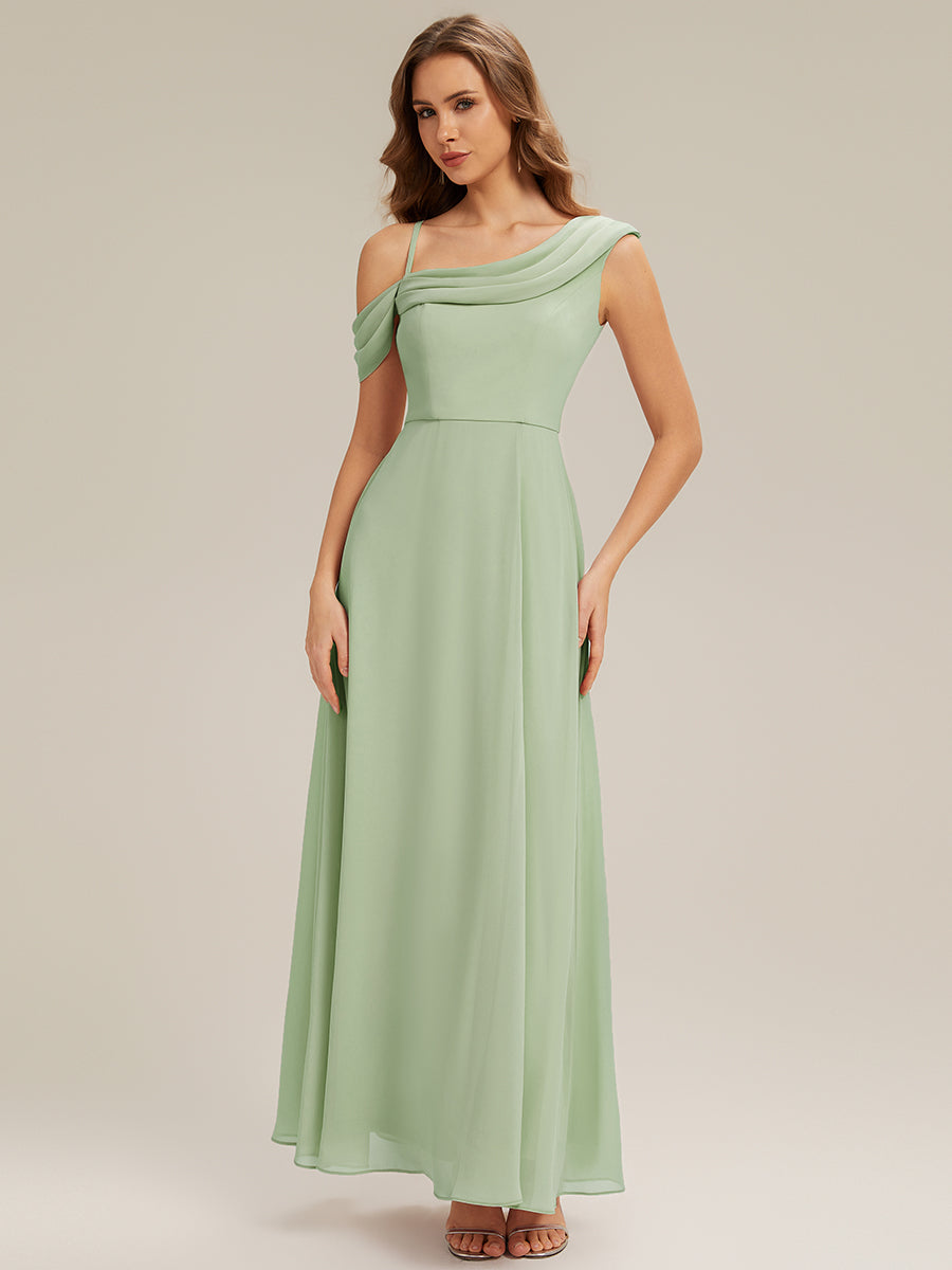 Side Slit Chiffon Sleeveless Bridesmaid Dress #color_Mint Green