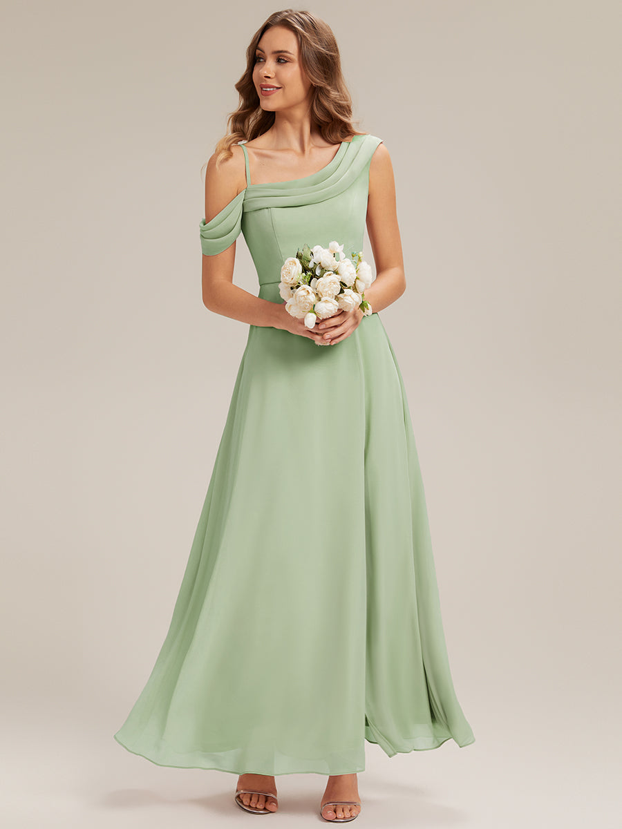 Side Slit Chiffon Sleeveless Bridesmaid Dress #color_Mint Green