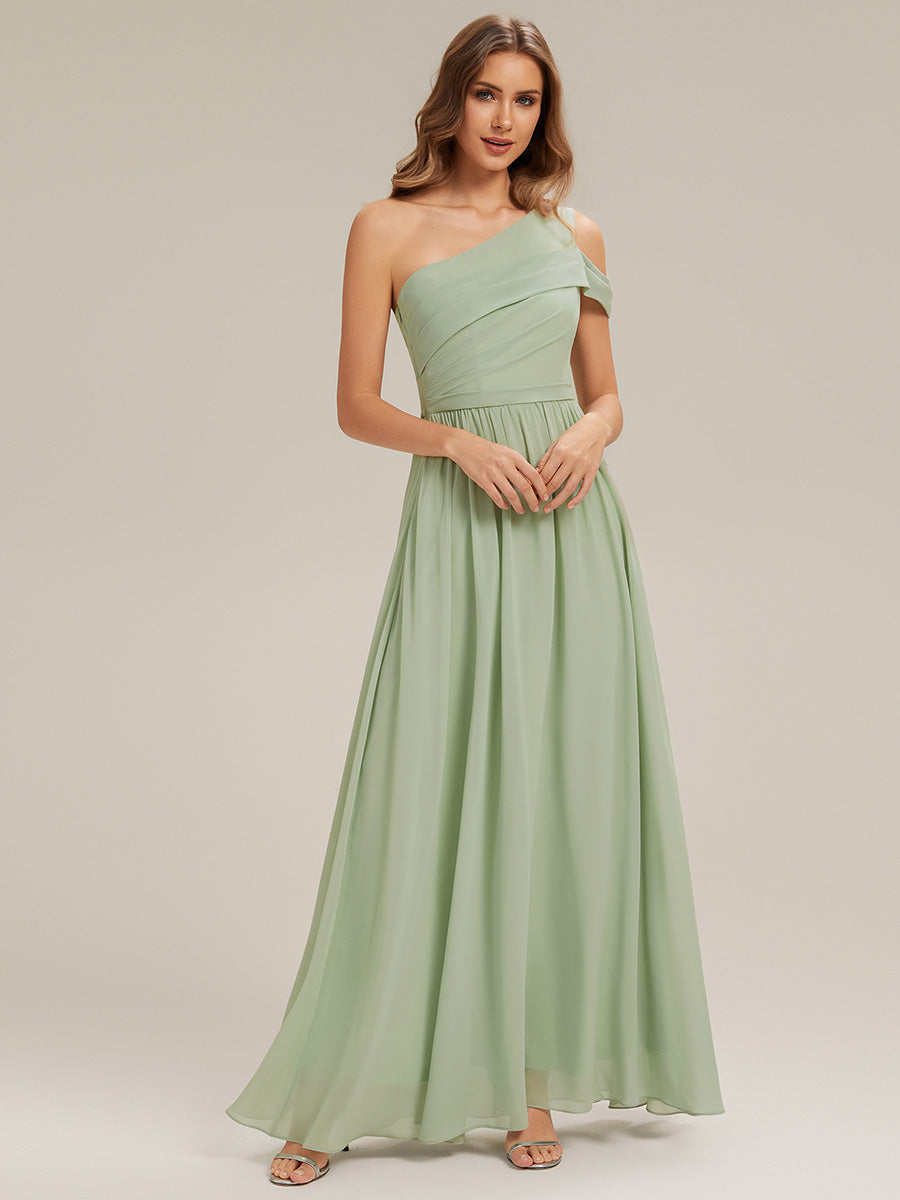 Cut-Out Detail Chiffon Sleeveless Bridesmaid Dress #color_Mint Green