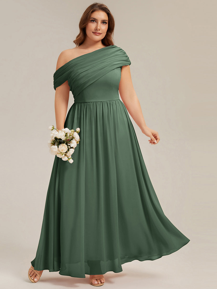 Plus Size Gathered Chiffon Bridesmaid Dress #color_Eucalyptus