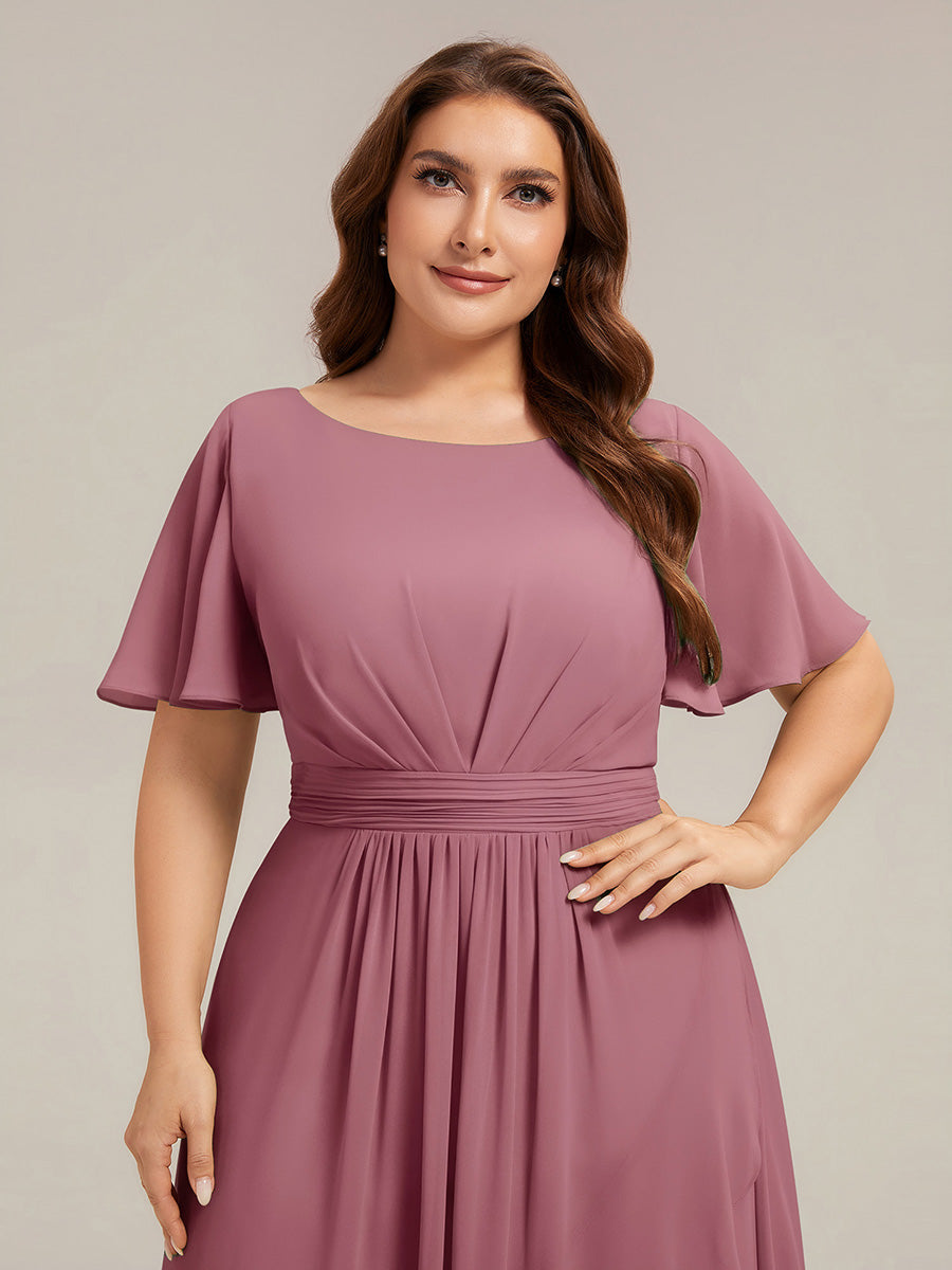 Plus Size High-Low Chiffon Wedding Guest Dress #color_Purple Orchid