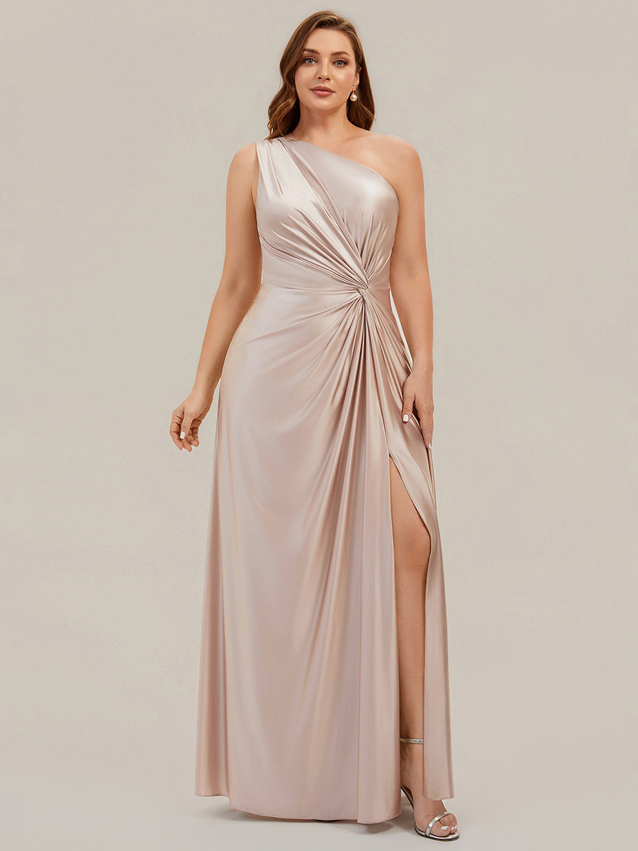 Knotted Satin Sleeveless Bridesmaid Dress #color_Champagne