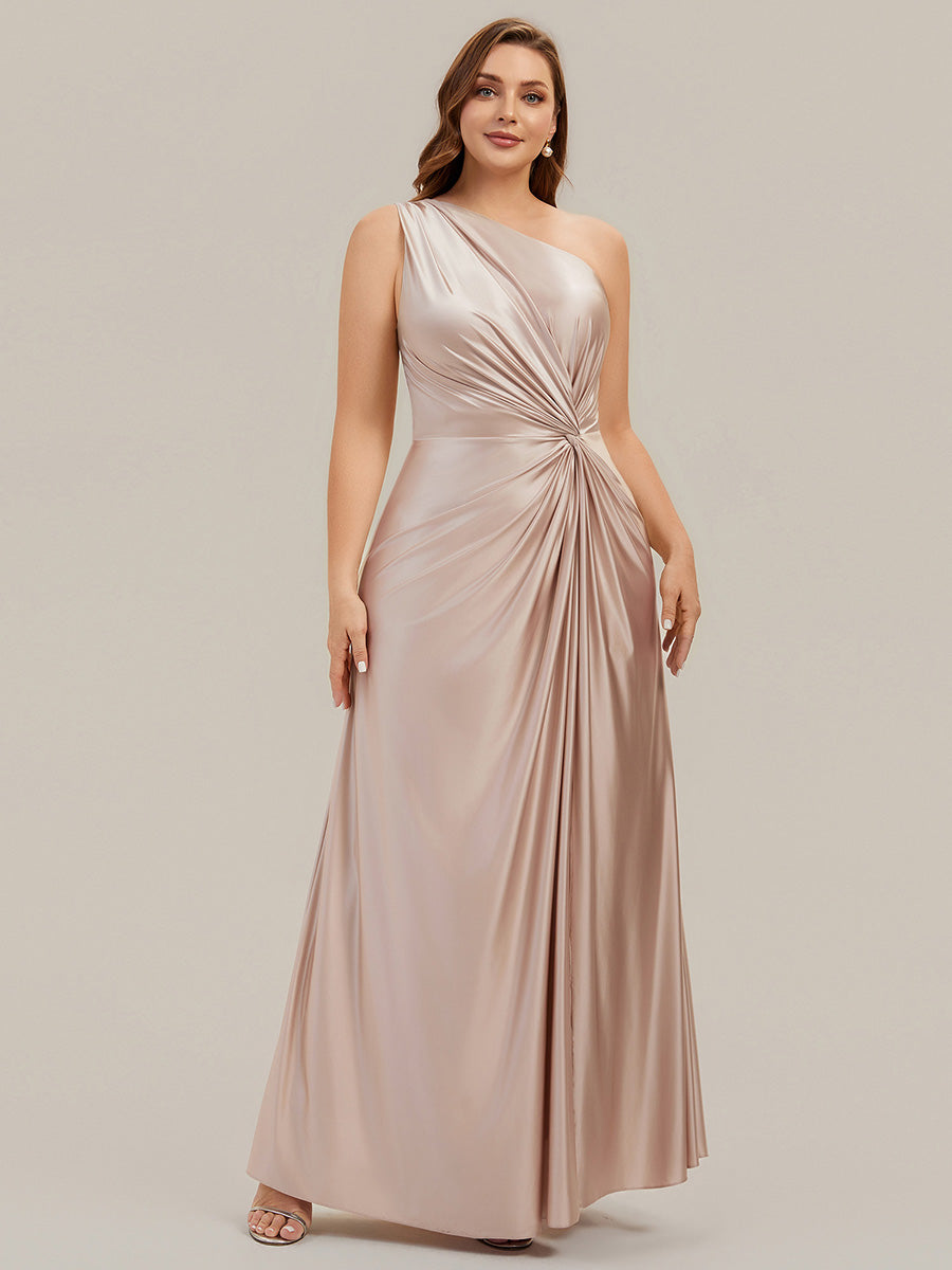 Knotted Satin Sleeveless Bridesmaid Dress #color_Champagne
