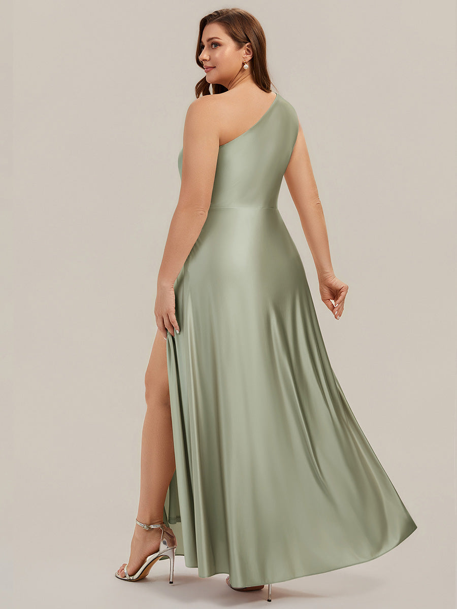 Knotted Satin Sleeveless Bridesmaid Dress #color_Sage Green