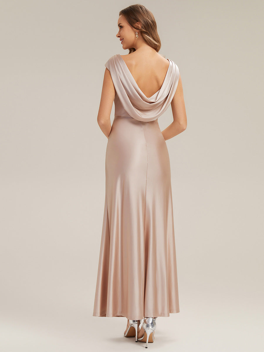 Bodycon Satin Cap Sleeve Bridesmaid Dress #color_Champagne