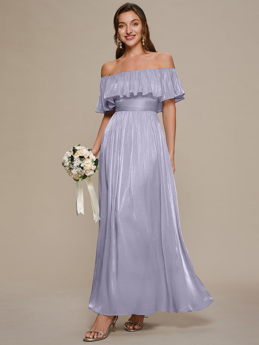 Sea-island Chiffon Drop Shoulder Sleeve A-Line Bridesmaid Dress #color_Frosted Lilac