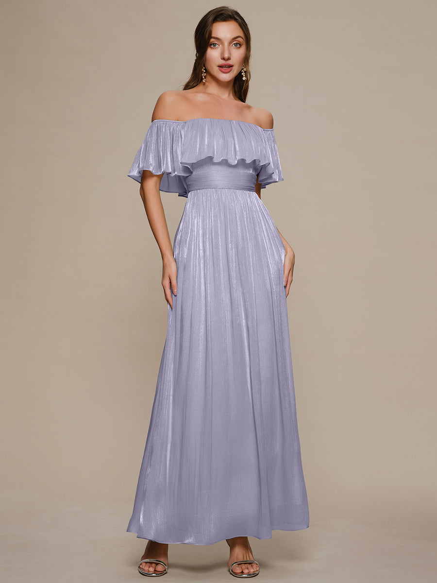 Sea-island Chiffon Drop Shoulder Sleeve A-Line Bridesmaid Dress #color_Frosted Lilac