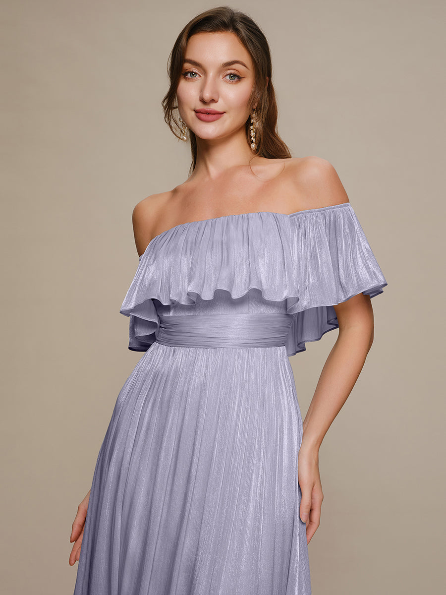Sea-island Chiffon Drop Shoulder Sleeve A-Line Bridesmaid Dress #color_Frosted Lilac