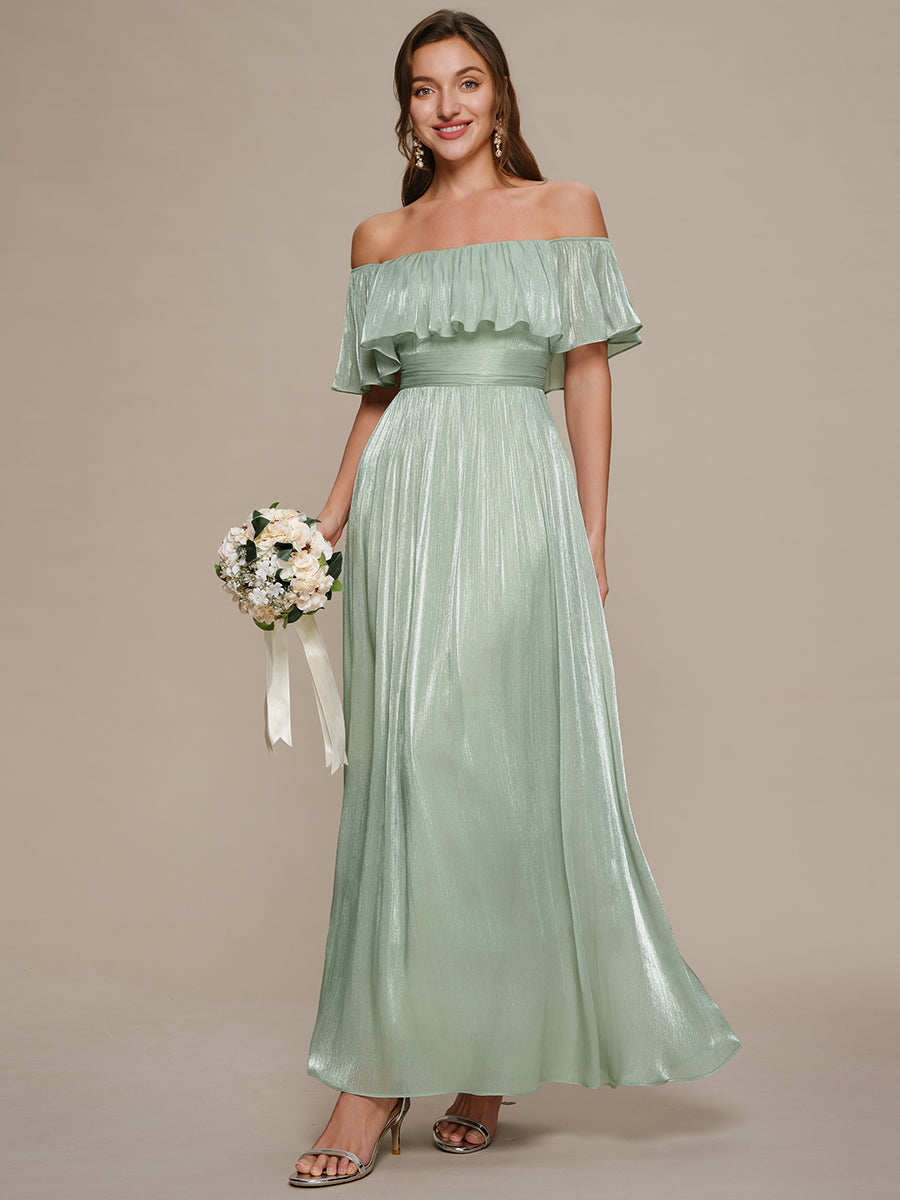 Sea-island Chiffon Drop Shoulder Sleeve A-Line Bridesmaid Dress #color_Mint Green