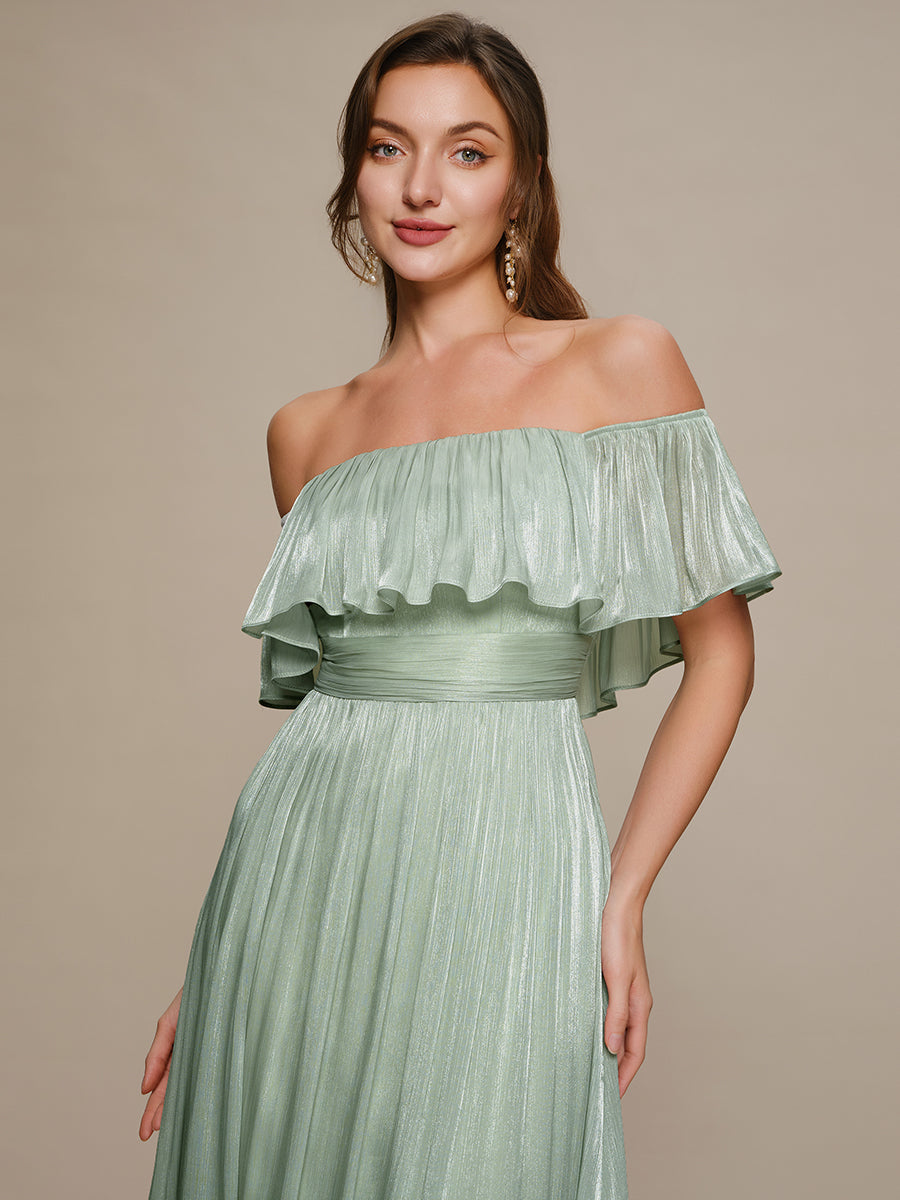 Sea-island Chiffon Drop Shoulder Sleeve A-Line Bridesmaid Dress #color_Mint Green