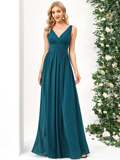 ever HUSH|Chiffon Empire Waist Sleeveless Pleated Bridesmaid Dress