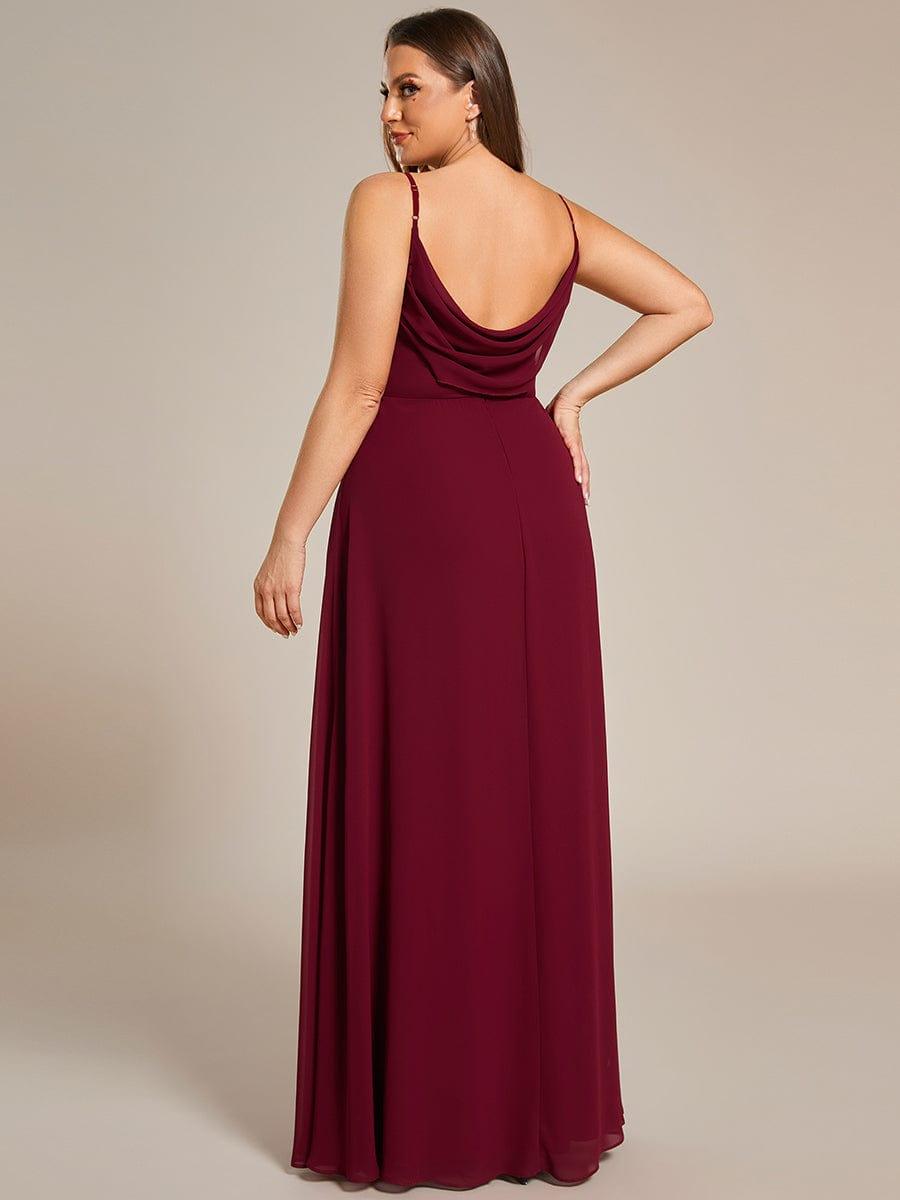 Criss-Cross V-Neck Chiffon Backless A-Line Bridesmaid Dress #color_Burgundy