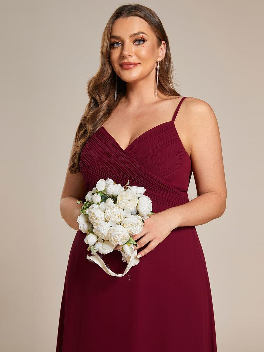 Criss-Cross V-Neck Chiffon Backless A-Line Bridesmaid Dress #color_Burgundy