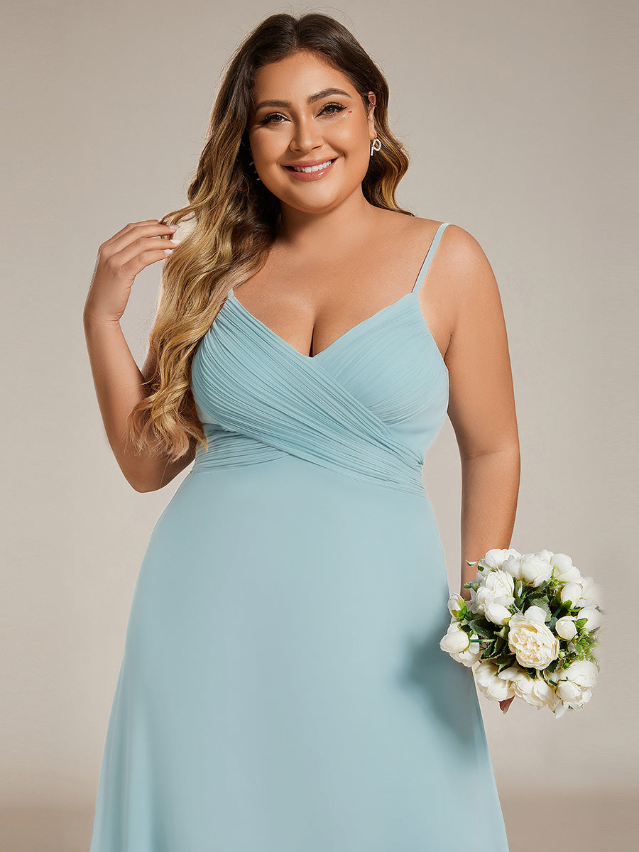 Plus Size Draped Back Criss-Cross Chiffon A-Line Dress #color_Sky Blue