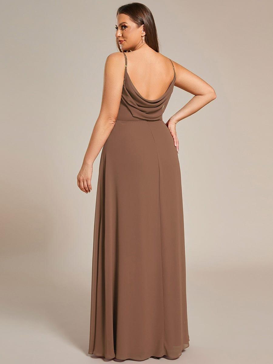 Criss-Cross V-Neck Chiffon Backless A-Line Bridesmaid Dress #color_Brown