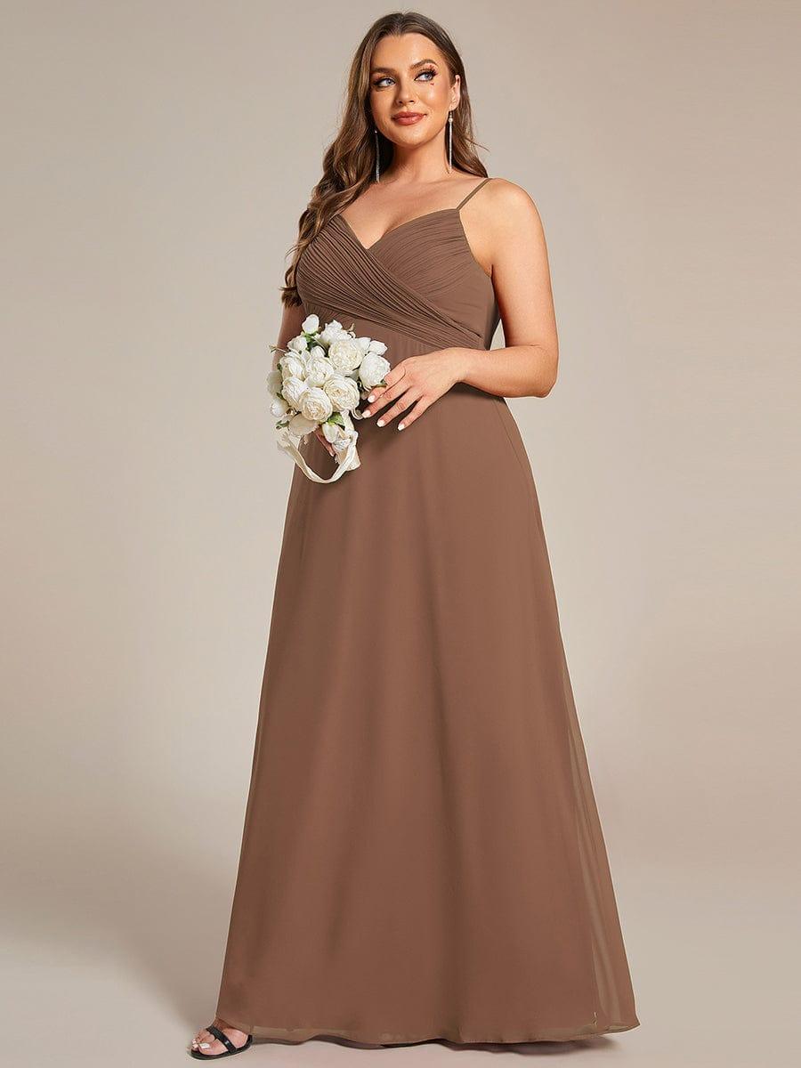 Criss-Cross V-Neck Chiffon Backless A-Line Bridesmaid Dress #color_Brown